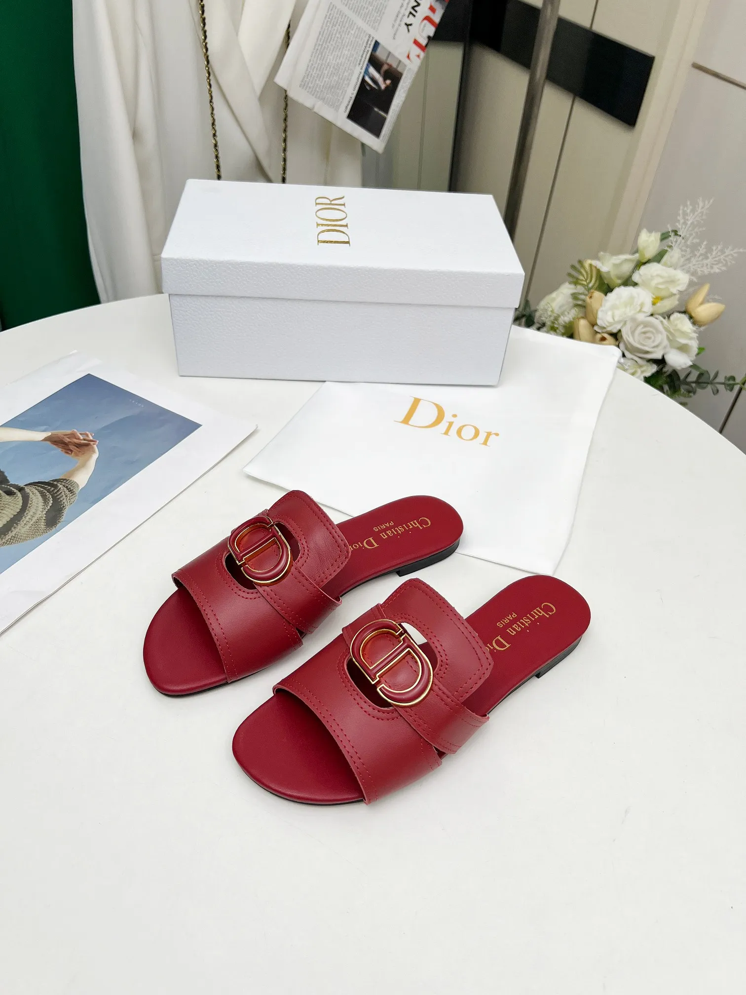 👟👟Ex-factory price 360👟👟 Genuine leather base +30 Dior spring and summer new model 6 colors optional code size 35-42